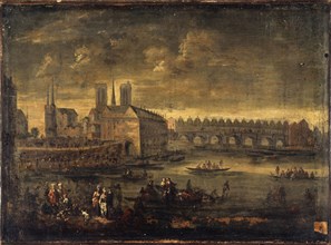 The city and Pont Saint-Michel, around 1650, current 4th arrondissement.