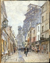 Rue du Chevalier-de-la-Barre, with Sacre-Coeur under construction, 1899.