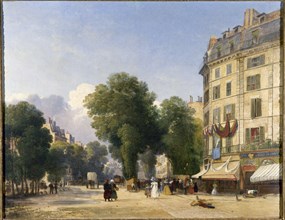 Boulevard des Capucines, at the end of rue de la Paix, 1834.
