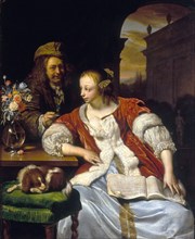 The interrupted song: portrait of the artist and his wife, 1671.