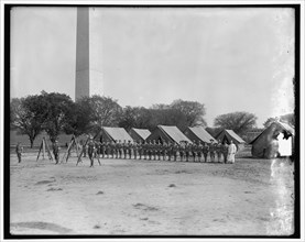 Military camp; base of Washington Monument, between 1910 and 1920.