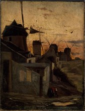 Windmills in Montmartre, current 18th arrondissement, c1845 — 1855.