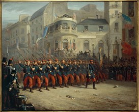 Parade on Boulevard des Italiens, Crimean Army troops, December 29, 1855.