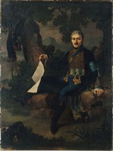 Portrait of Captain Dousse, officer of the hussars, between 1792 and 1804.