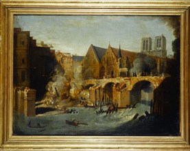 The Petit-Pont, after the fire of 1718, between 1701 and 1800.