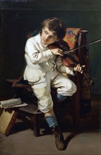 Niccolò Paganini as a boy playing the violin, 1881. Creator: Pezzotta, Giovanni (1838-1911).