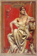 Portrait of Adeline Dudlay (1858-1934), in allegory of tragedy, c1885.