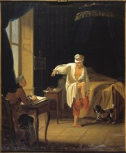 Voltaire on rising in Ferney, dictating to his secretary Collini, c1772.