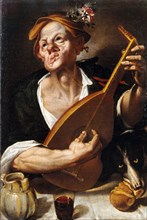 Peasant playing the lute, ca. 1575. Found in the collection of the Collezione di BPER Banca, Modena.