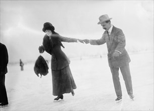 Miss Edith Howard Skating with Henri Martin, of Swiss Legation, 1912.