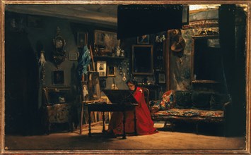 Princess Mathilde (1820-1904) in her studio, rue de Courcelles, c1860.