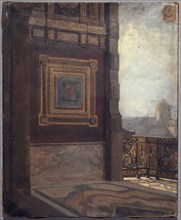 Balcony at the end of the small gallery in the Louvre in 1872.