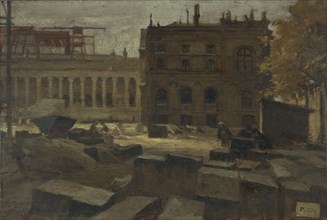 Demolition of the Palais de l'Industrie, in the Champs-elysees, 1899.