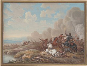 Cavalry Battle by a River, 2nd half of the 18th century.