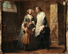 L'Abbé de Catéchisme recevant un enfant amené par sa sœur, c1750.
