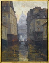Rue du Haut-Pavé towards Place Maubert (floods from 1910), 1910.