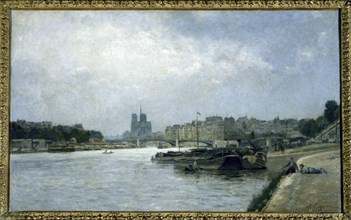 Ile de la Cite and Ile Saint-Louis, seen from Pont d'Austerlitz, c1880.