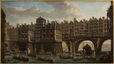 Sailors' joust, between Notre-Dame bridge and the Pont au Change, 1751.