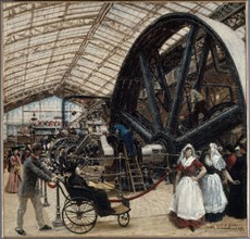 Interior of the Gallery of Machines at the 1889 Universal Exhibition, 1889.