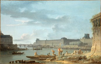 Pont Royal and the Louvre, seen from the Pont-Neuf embankment, c1780.