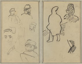 Five Studies of Soldiers and a Woman's Face; Two Figures [recto], 1884-1888.