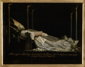 Monsignor Darboy (1813-1871), Archbishop of Paris, laid out after his death, 1871.