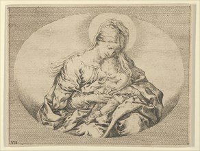 The Virgin holding the infant Christ, an oval composition, after Reni, ca. 1600-1640.