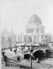 Exposition grounds, World's Columbian Exposition, Chicago, 1893. Crowds at the exhibition.