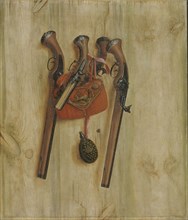 Trompe l'Oeil with Pistols, 1672. Creator: Gijsbrechts, Cornelis Norbertus (before 1657-after 1675).