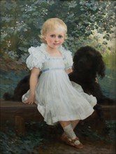 Portrait of Nicoletta Coronini Cronberg and her dog, 1898. Creator: Schramm, Alois Hans (1864-1919).
