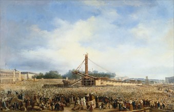 Erection of the obelisk of Luxor in Place de la Concorde, October 25, 1836.