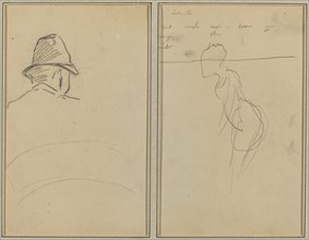 A Head of Man with Hat, Seen from Behind; A Standing Woman [recto], 1884-1888.