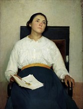 Painful memory (Portrait of Santina Negri), 1889. Creator: Pellizza da Volpedo, Giuseppe (1868-1907).