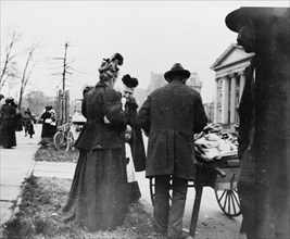 Vendor and cart near the White House during the egg rolling, 1898.