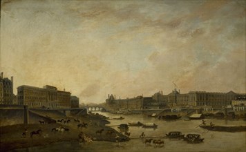 Hotel de la Monnaie and the Louvre, seen from Pont-Neuf, around 1800.