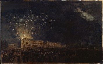 Fireworks on the occasion of the birth of the Duke of Normandy, c1782.