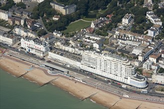 Marine Court flats and the Royal Victoria Hotel, St Leonards, East Sussex, 2016.