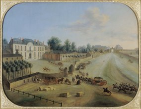 View of Chateau de la Muette with the arrival of the King, c1738.