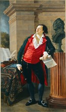 Portrait of Citizen Hesmart, cloth merchant and soldier, before a bust of Gluck, 1794.