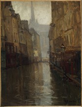 Rue du Haut-Pavé towards the Quai de Montebello (floods of 1910), 1910.
