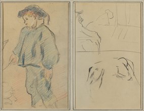 Breton Boy Tending Geese; Cows and a Figure Leaning on a Ledge [verso], 1884-1888.