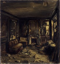 An artist's dressing room at the Opera-Comique, after the fire of May 15, 1887.