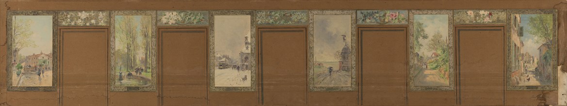 Sketch for the reception hall at the town hall of Vanves: Views of Vanves, 1902.