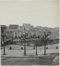 Panorama of the burnt-out La Villette docks, 19th arrondissement, Paris, 1871.