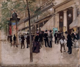 Boulevard Montmartre, in front of the Théâtre des Varieties, in the afternoon, c1885.