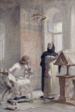Esquisse pour l'escalier de la Sorbonne : Louis IX à l'abbaye de Royaumont, 1888.