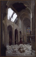 Interior of Saint-Gervais church, after the bombing of Good Friday, March 29, 1918.
