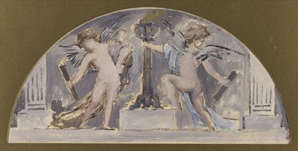 Sketch for the dining room of the Hotel de Ville, two Cupids lighting a flare, 1893.