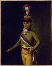 Portrait of a municipal police officer during the revolutionary era, between 1789 and 1799.