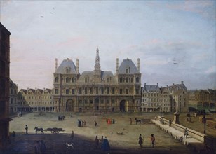 Hotel de Ville and the Place de Greve, around 1720, current 4th arrondissement, between 1715 and 1725.